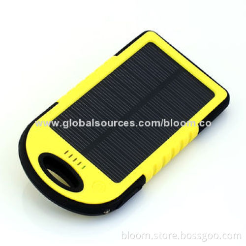 5,000mAh Waterproof Portable Power Stations for iPhone with Solar Panel/50-piece MOQ, 5V DC/1A Input
